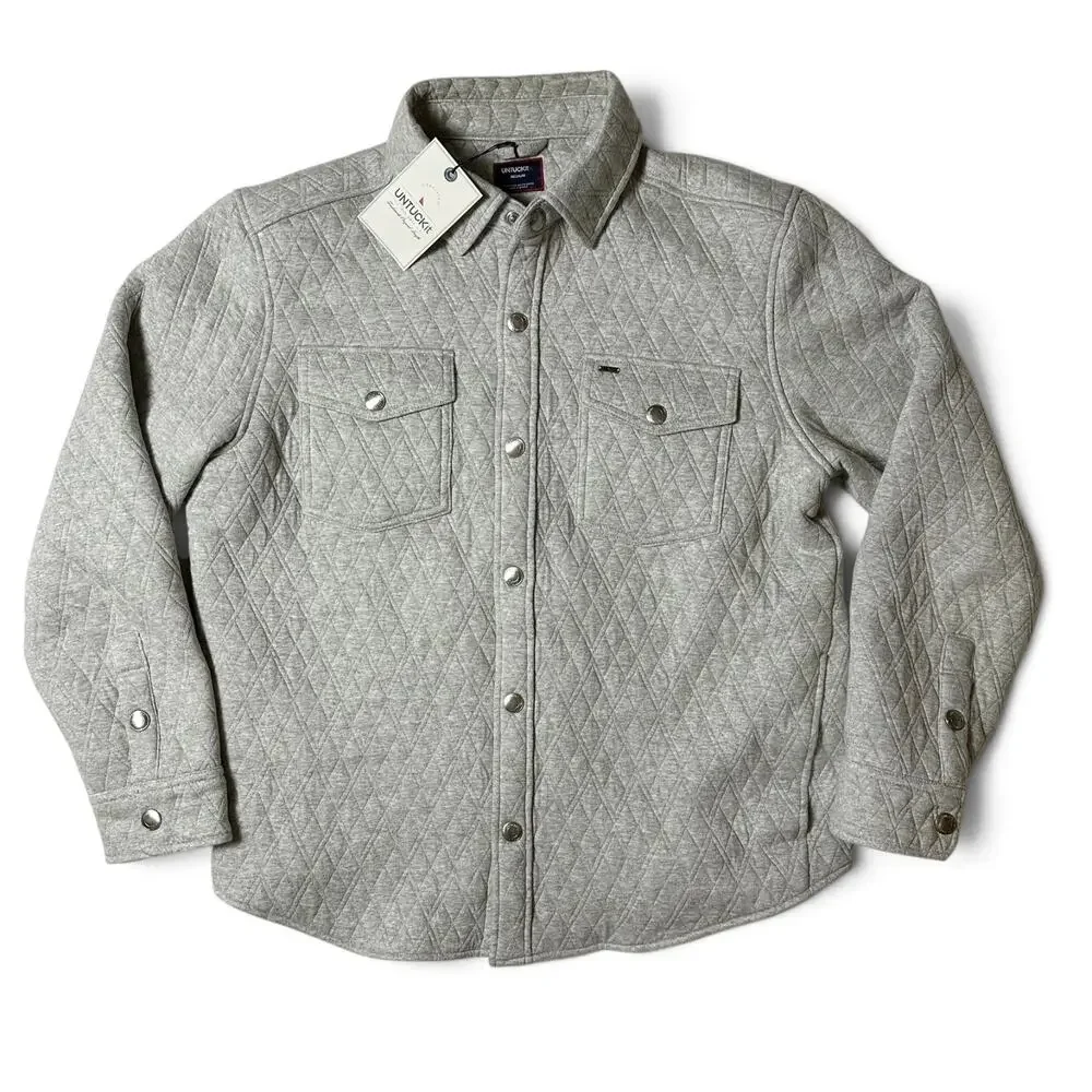 UNTUCKit Braunfield Quilted Knit Overshirt Jacket Mens Size M Lt. Gray NWT
